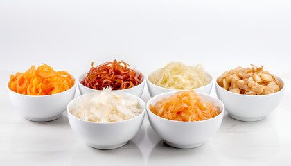 Aromatic seasoning essentials fried onions, garlic, fried garlic, pickled garlic, ginger, pickled ginger, monosodium glutamate, onion, and spring onion.