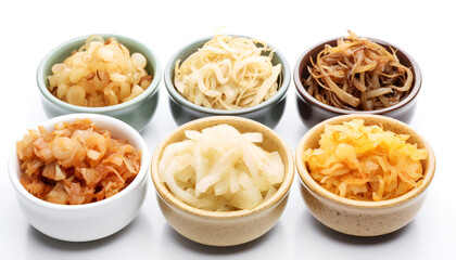 Aromatic seasoning essentials fried onions, garlic, fried garlic, pickled garlic, ginger, pickled ginger, monosodium glutamate, onion, and spring onion.