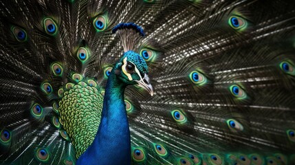 Naklejka na ściany i meble Stunning Peacock Display: Vibrant Colors! AI Generated Generative AI
