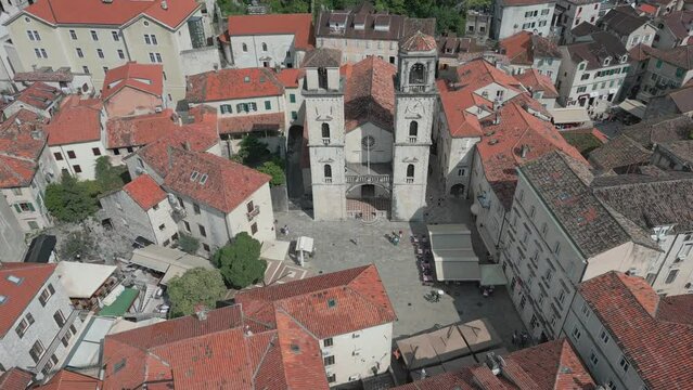 Kotor. Old city. Montenegro. Aerial view. Ancient cities and the coast of Montenegro. Bay of Kotor.