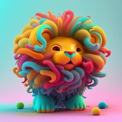 colorful and cute little baby lion