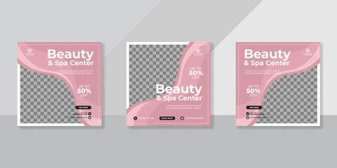 Beauty salon and spa promotion social media post template