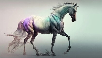 Plakat Horse animal abstract wallpaper. Soft background stallion in Pastel colors generative ai