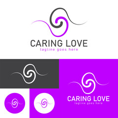 Love caring logo.Simple and creative icon style.Modern minimal. Vector illustration.