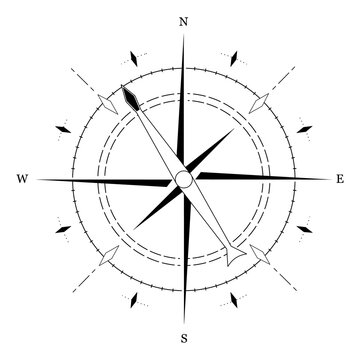 Simple sign of compass. Illustration on transparent background