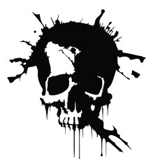 Vector illustration isolated on white. Stylized image of a human skull in grunge style.