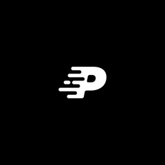 letter p fast speed technology modern logo design - obrazy, fototapety, plakaty