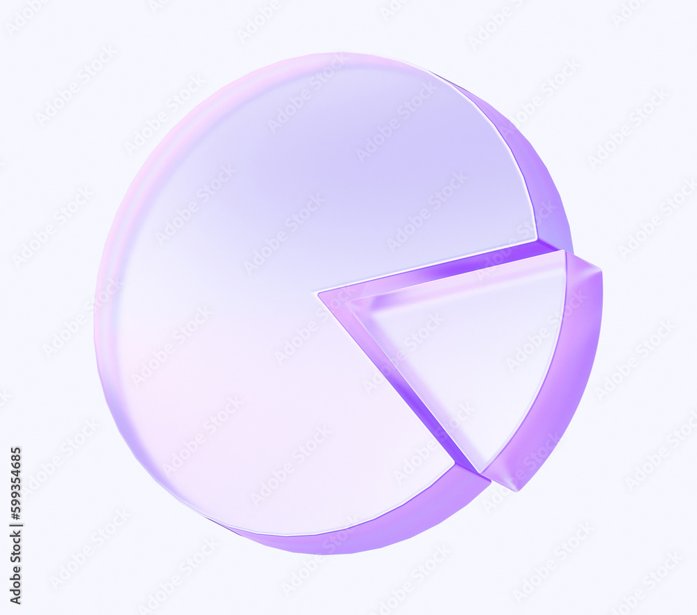 Fototapete glass pie diagram with colorful gradient. 3d rendering illustration for graphic design, presentation