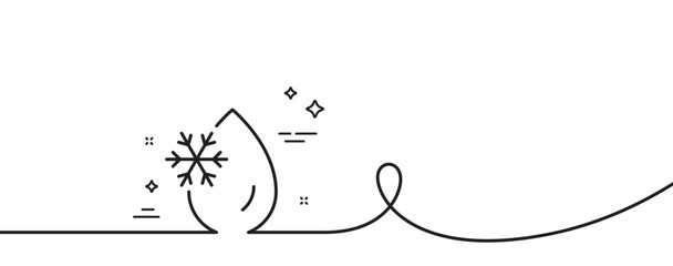 Freezing water line icon. Continuous one line with curl. Freeze cold temperature sign. Fridge function symbol. Freezing water single outline ribbon. Loop curve pattern. Vector