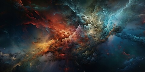 Fototapeta na wymiar Galactic Dreams, space themed abstract background texture featuring swirling clouds of colorful gas and stars,