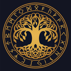 gold Tree of Life , Yggdrasil vector	
