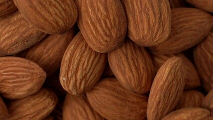360 degree rotational macro video of almonds. 