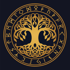 gold Tree of Life , Yggdrasil vector	
