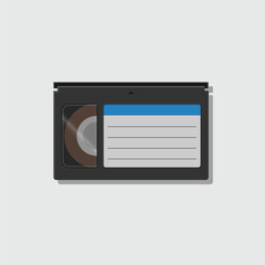 minimalist retro vhs-c video cassette tape flat illustration retro tech 90s 80s nostalgia memories 