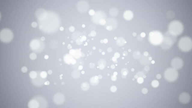 Flying white round particles with glitters on fashion gradient, motion abstract holiday, disco, glamour and cinematic style background