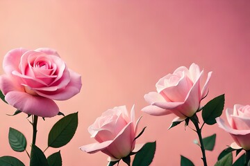 Fototapeta premium Pink rose in pastel background. Generative AI