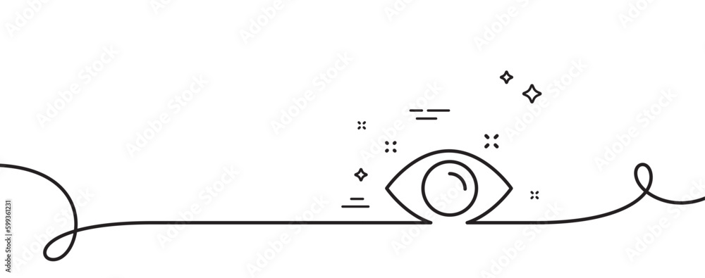 Poster health eye line icon. continuous one line with curl. oculist clinic sign. optometry vision symbol. h