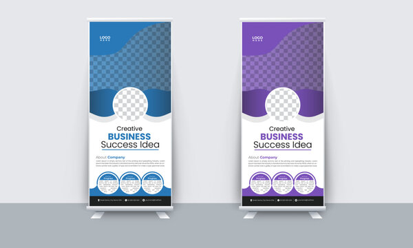 Roll up business template layout brochure leaflet-vector