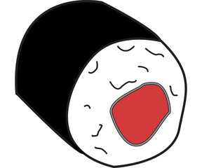 maki seaweed tuna roll illustration