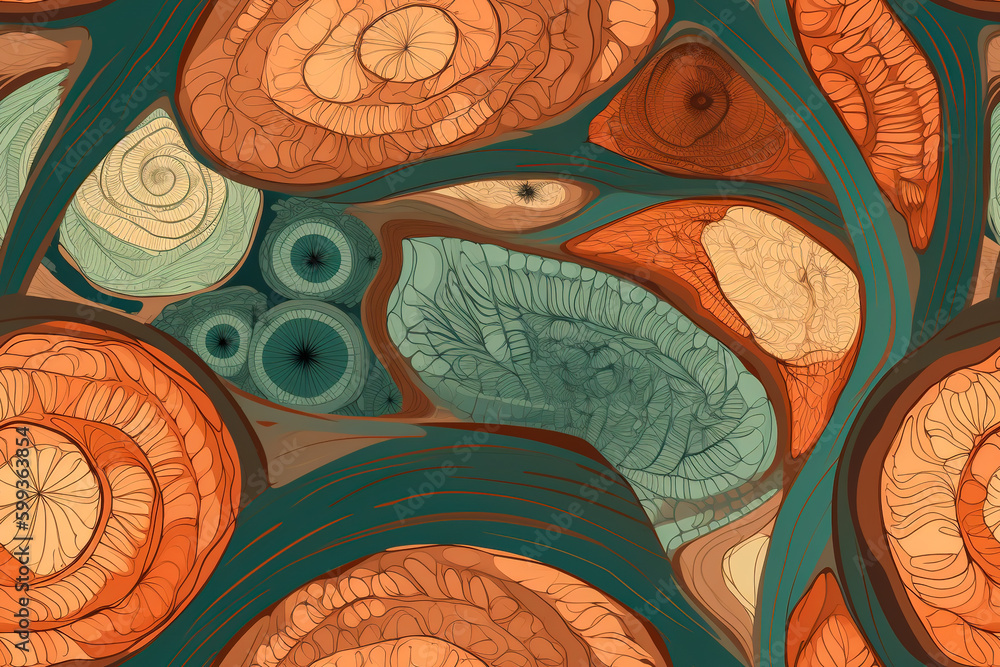 Poster tile. seamless pattern with cut tree trunk. wood texture. generative ai