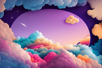 colorful illustration planet with clouds stars