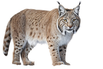 an isolated Bobcat (Lynx rufus), in motion, preservation, elusive wildlife, Wildlife-themed, photorealistic illustration on a transparent background cutout in PNG. Generative AI