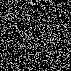 Monochrome pixelated grunge black background with white abstract dashes with random tiled texture