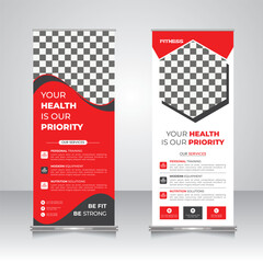 health fitness Retractable banner design print-ready template