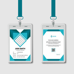 professional corporate id card template, clean id card design with realistic mockup