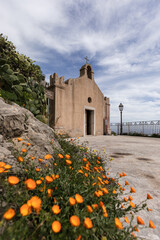 San Biagio chapel with flowers near Taormina in Sicily