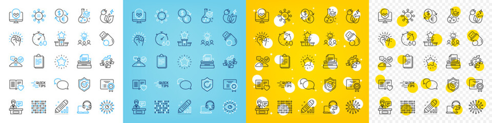 Vector icons set of Ethics, Timer and Green energy line icons pack for web with Artificial intelligence, Currency exchange, Confirmed outline icon. Flash memory, Consult, Education pictogram. Vector