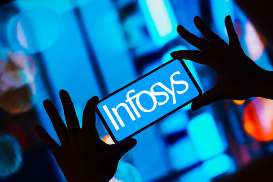 May 4, 2023, Brazil. In this photo illustration, the Infosys Limited logo is displayed on a smartphone screen.