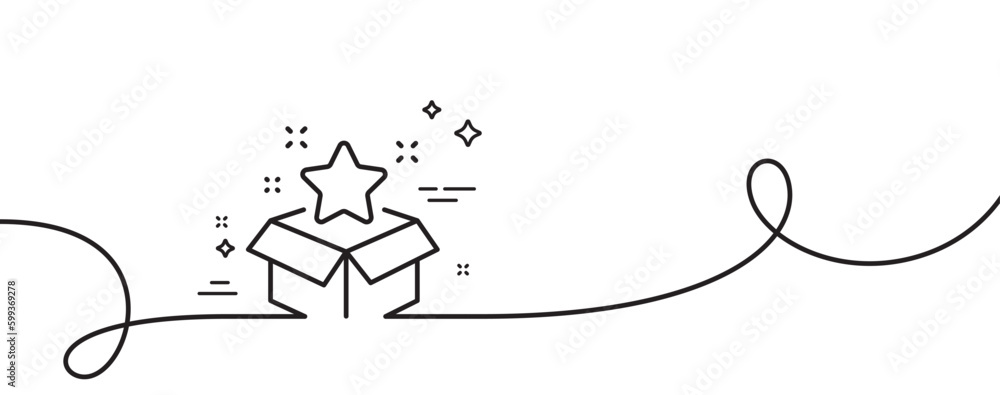 Poster loyalty program line icon. continuous one line with curl. bonus points. discount box symbol. loyalty
