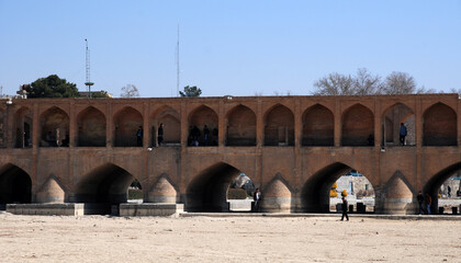 Isfahan, Iran, 21 February, 2014. Si-o-se pol Bridge, located in Isfahan, Iran, was built in 1602. It has 33 arches. It is the symbol of Isfahan.
