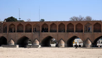 Foto op Plexiglas Khaju Brug Isfahan, Iran, 21 February, 2014. Si-o-se pol Bridge, located in Isfahan, Iran, was built in 1602. It has 33 arches. It is the symbol of Isfahan.
