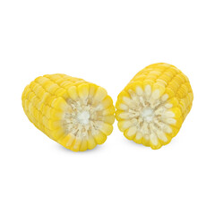 Half cut corn isolated on white background