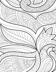 Decorative floral mehndi design style coloring book page hand drawn
