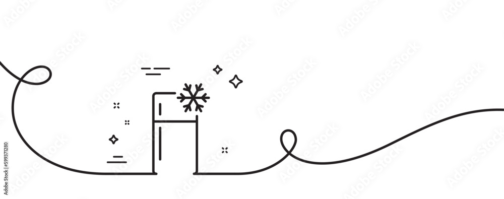 Aufkleber single chamber refrigerator line icon. continuous one line with curl. fridge sign. freezer storage s