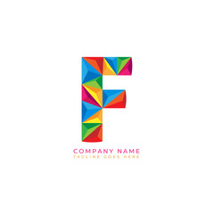 Colorful letter f logo design for business company in low poly art style