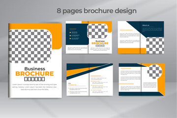 Business brochure template or company brochure layout design, 8 page corporate brochure editable template layout, minimal business brochure template design