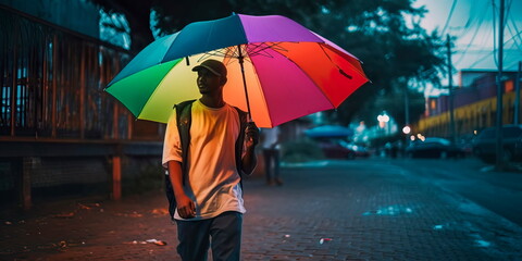Man with an umbrella as a sign of Solidarity with Pride Lgbtq Generative AI