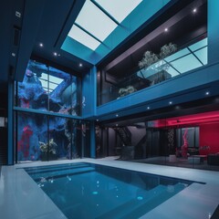 Fototapeta premium Modern LED mansion for a real luxury feeling that everyone will envy and the desire of every young person. Generative AI Technology 