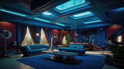 Modern LED mansion for a real luxury feeling that everyone will envy and the desire of every young person. Generative AI Technology 