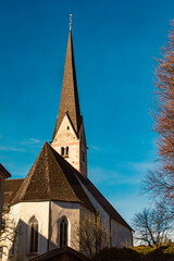 Fototapeta na wymiar Church on a sunny winter day at Garmisch-Partenkirchen, Bavaria, Germany