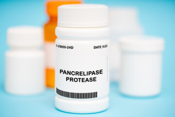 Pancrelipase Protease medication In plastic vial