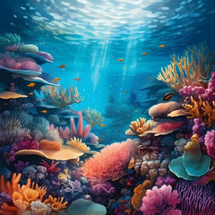 Fototapeta na wymiar Coral reef in Ocean, created with Generative AI Content.