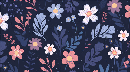 simple flowers background with pattern - obrazy, fototapety, plakaty
