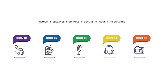 set of thin line icons. outline icons with infographic template. linear icons such as