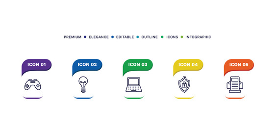 set of thin line icons. outline icons with infographic template. linear icons such as