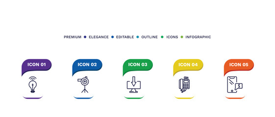 set of thin line icons. outline icons with infographic template. linear icons such as